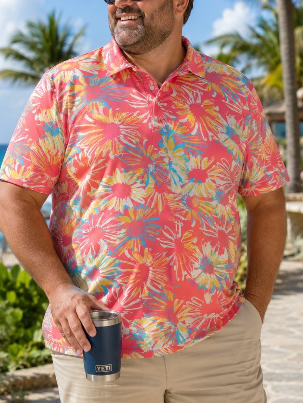 Chubbies Floral Polo Shirt XXL Bright Coastal Golf Resort Dadcore Vacation